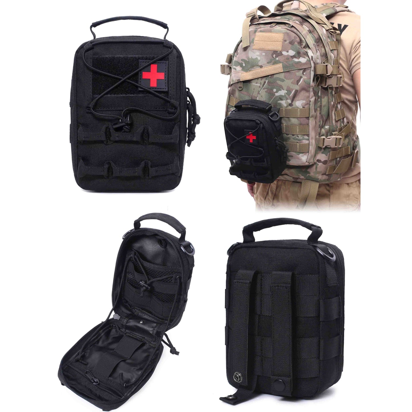 All-In-One Pet Dog Emergency Survival Disaster and First Aid Kit, Professional Survival Gear Equipment Tools, with Tactical Molle Pouch, for Wildfire Earthquake, Camping Hiking Hunting Outdoor Adventure with Dog